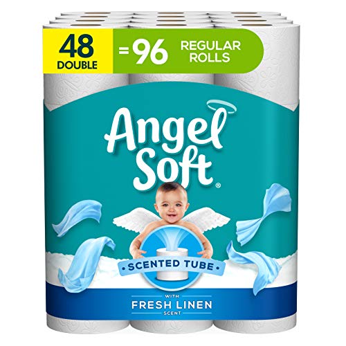 Angel Soft® Toilet Paper with Fresh Linen Scented Tube, 48 Double Rolls = 96 Regular Rolls, 2-Ply Bath Tissue